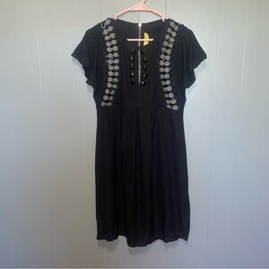 SoCa St.John Black Silk Embellished Jeweled Dress Small